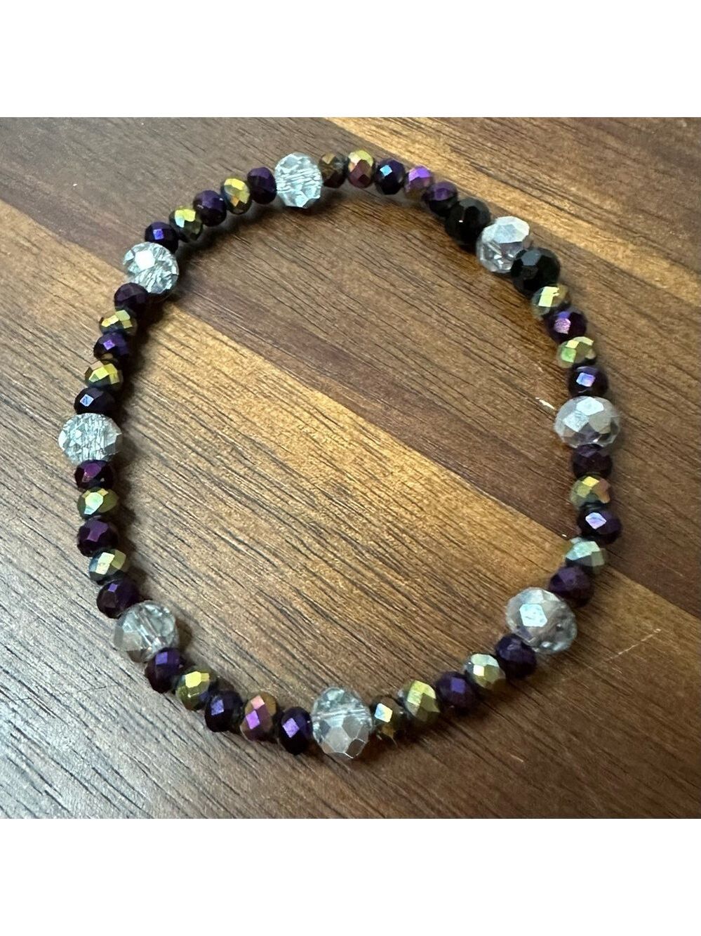 Multi-coloured Crystal Beaded Bracelet 6.5 inches